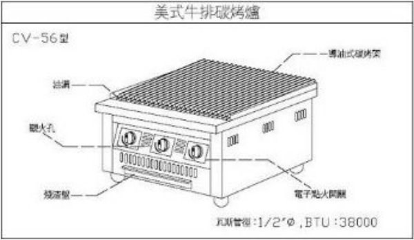 SYCBW-CA-56L  桌上型瓦斯碳烤爐75深