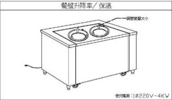 SYCBW-PW-2N  餐盤保溫升降車-無保溫-雙孔