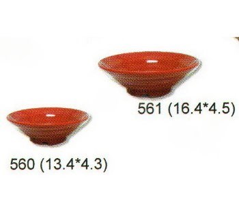 SYSYL-R-561時尚紅美耐皿-螺紋淺湯碗
