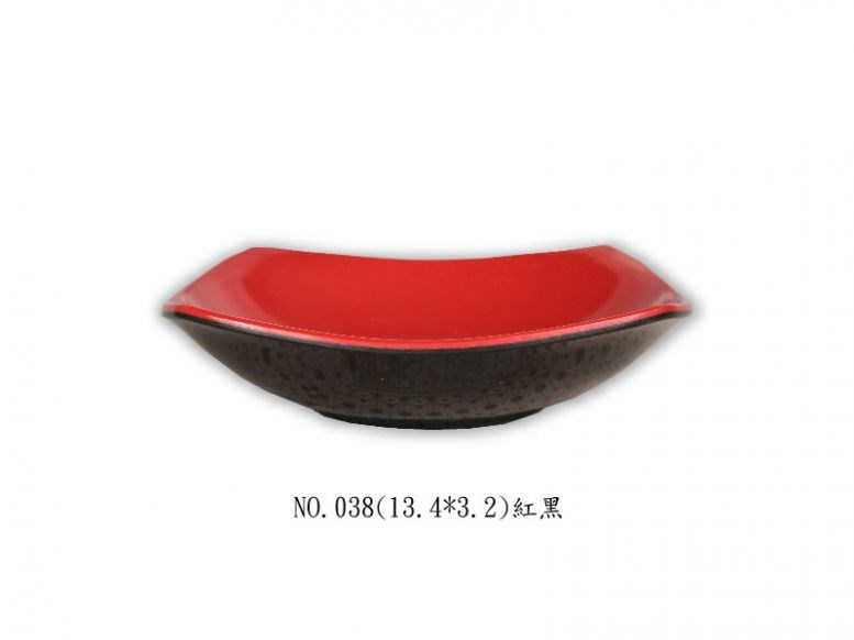 SYSYL-RB-038紅黑系列美耐皿-螺紋方盤