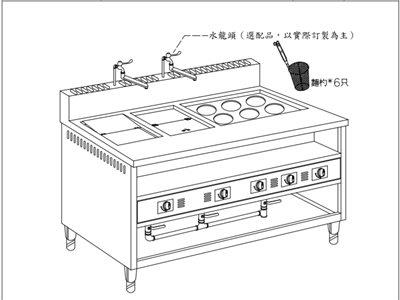 SYCBW-CNG-620	 6孔2湯三槽煮麵機-瓦斯