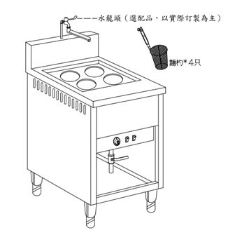 SYCBW-CNE-400 4孔單槽煮麵機-電力型