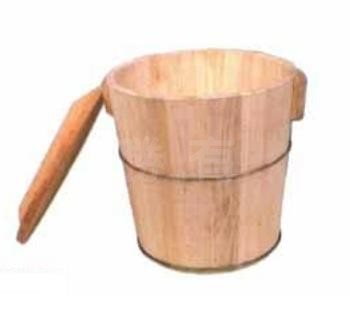 SYSW-1000-15     木製飯斗 (附蓋) -15''(不銹鋼圈)