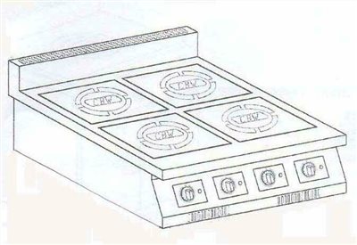 SYCBW-IND-TPC-4-2    4口前後電磁爐平面5KW-平鍋