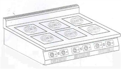 SYCBW-IND-TPC-6-3     6口前後電磁爐平面5+2.5KW-平鍋