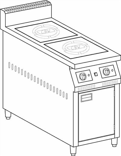 SYCBW-IND-TPC-A-2C-5    雙口電磁炒爐下櫥櫃平面-5KW-平鍋