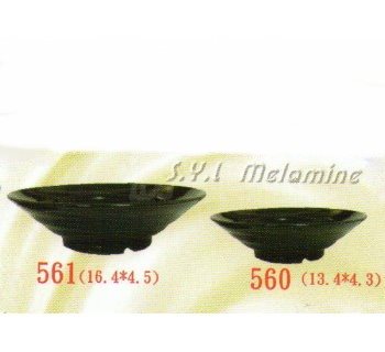 SYSYL-B-560黑炫風美耐皿-螺紋淺湯碗