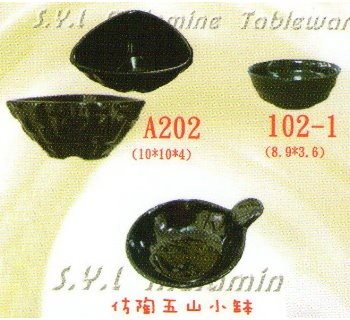 SYSYL-B-A202黑炫風美耐皿-三角螺紋碗