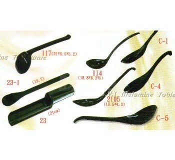 SYSYL-B-C-4黑炫風美耐皿-後勾中湯匙