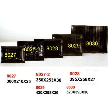 SYHSC-B-8027黑色系列美耐皿-12"四角長方波盤