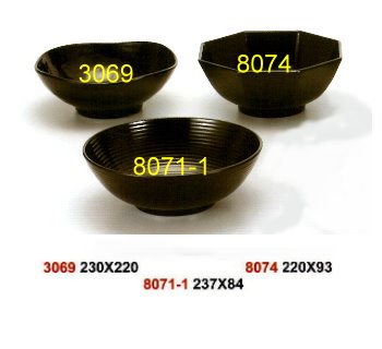 SYHSC-B-8074黑色系列美耐皿-8.5"八角麵碗
