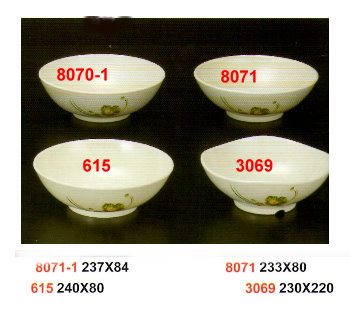 SYHSC-F-615福蓉花系列美耐皿-9.5"腰丁湯碗